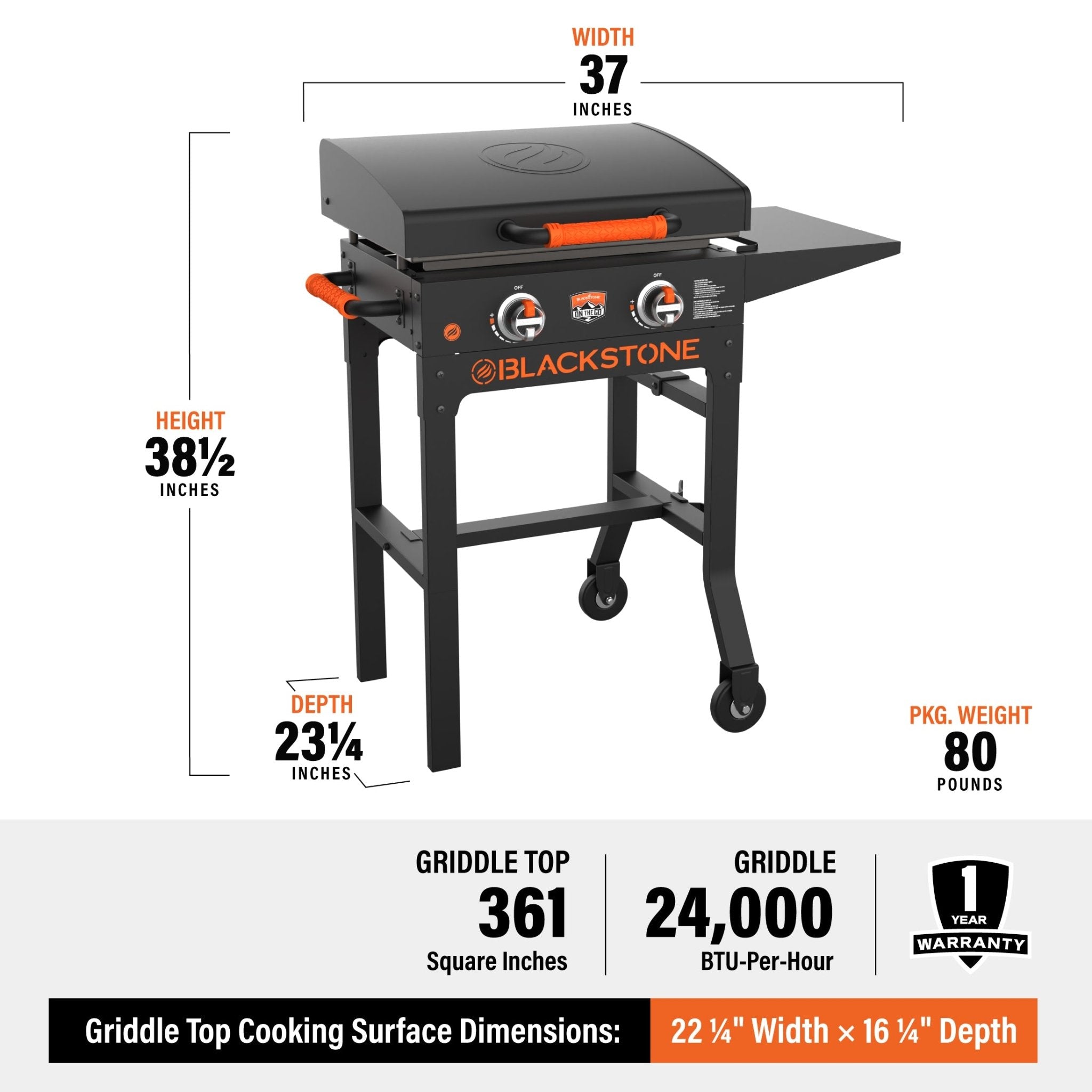 On The Go 22in Cart Griddle W/Hood